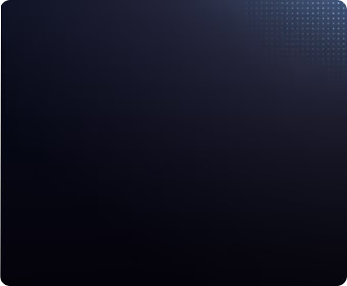 Dark blue gradient background with a pattern of small squares in the top right corner.